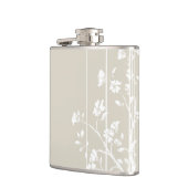 Grijs en Wit Japans Bloemen Heupfles (Links)