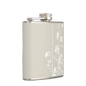 Grijs en Wit Japans Bloemen Heupfles (Rechts)