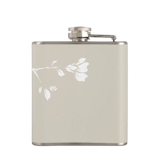 Grijs en Wit Japans Bloemen Heupfles (Achterkant)