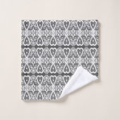 Grijs en wit kant patroon bad handdoek (Wasdoekje)