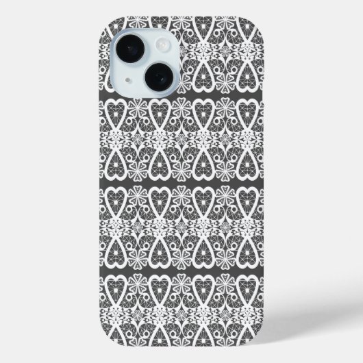 Grijs en wit kant patroon Case-Mate iPhone case (Achterkant)