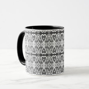 Grijs en wit kantpatroon koffiemok mok