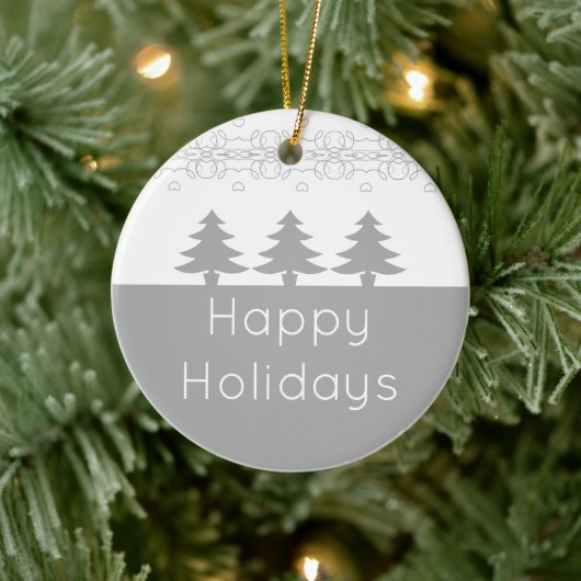 Grijs en wit kerstfeest keramisch ornament (Boom)