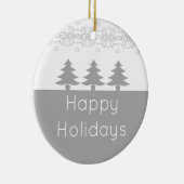 Grijs en wit kerstfeest keramisch ornament (Rechts)