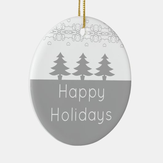 Grijs en wit kerstfeest keramisch ornament (Rechts)