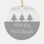 Grijs en wit kerstfeest keramisch ornament (Voorkant)
