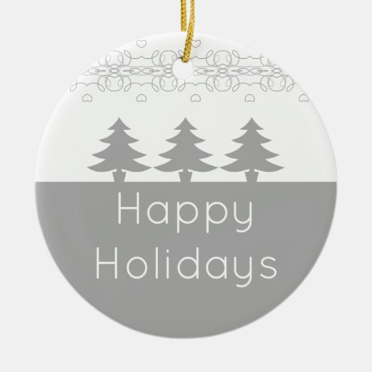 Grijs en wit kerstfeest keramisch ornament (Voorkant)