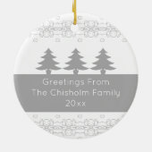 Grijs en wit kerstfeest keramisch ornament (Achterkant)