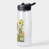 Grijs en Wit Kitty Kat Zittend in Bloemen Waterfles (Links)