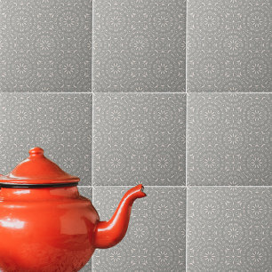 Grijs en wit Klassic Elegant  Damask Tegeltje