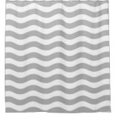 Grijs en Wit Kustgolfpatroon Douchegordijn (Voorkant)