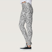 Grijs en wit Leaf Print Leggings (Links)