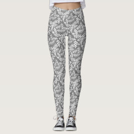 Grijs en wit Leaf Print Leggings