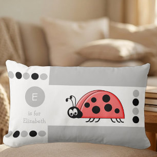Grijs en wit lieveheersbeestje kinderen monogram kussen