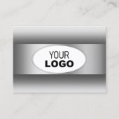 Grijs en Wit Logo Zilver Ovaal Lijst Visitekaartje (Voorkant)