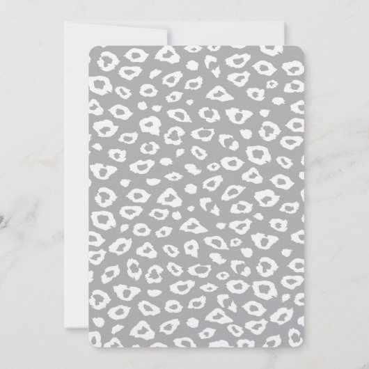 Grijs en Wit Luipaard Print Bruiloft Kaart (Achterkant)