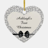 Grijs en wit Luipaard Print met boog Keramisch Ornament (Voorkant)