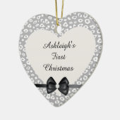 Grijs en wit Luipaard Print met boog Keramisch Ornament (Links)