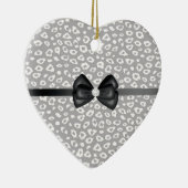 Grijs en wit Luipaard Print met boog Keramisch Ornament (Rechts)