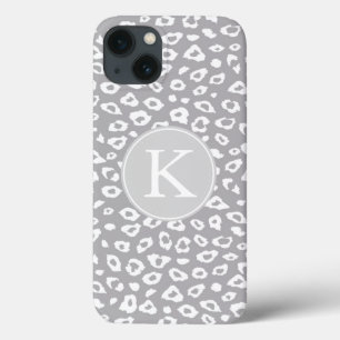 Grijs en Wit Luipaard Print Monogram Case-Mate iPhone Case
