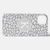 Grijs en Wit Luipaard Print Monogram Case-Mate iPhone Case (Achterkant (horizontaal))