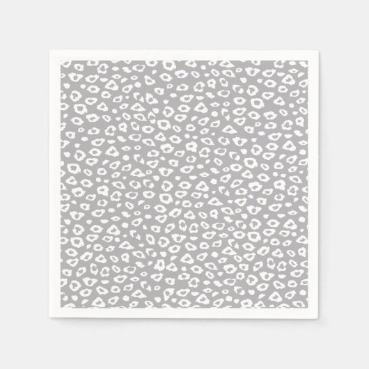 Grijs en wit Luipaard Print Servetten (Voorkant)