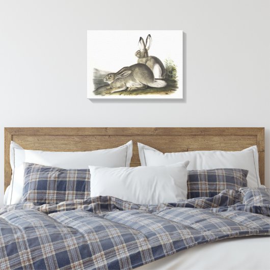 Grijs en wit Man & Vrouw Hare Digital Art Canvas Afdruk (Insitu (Slaapkamer))