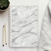 Grijs en wit marmeren gepersonaliseerde naam op ma planner