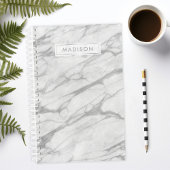 Grijs en wit marmeren gepersonaliseerde naam op ma planner