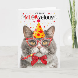 Grijs en Wit Marmeren Kat MEOWvelous Verjaardag Kaart