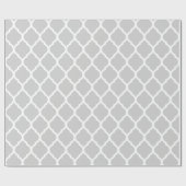 Grijs en Wit Marokkaans Quatrefoil Cadeaupapier (Vlak)