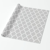 Grijs en Wit Marokkaans Quatrefoil Cadeaupapier (Uitgerold)