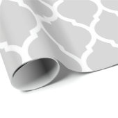 Grijs en Wit Marokkaans Quatrefoil Cadeaupapier (Rol Hoek)