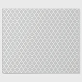 Grijs en Wit Marokkaans Quatrefoil Cadeaupapier (Vlak)