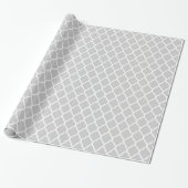 Grijs en Wit Marokkaans Quatrefoil Cadeaupapier (Uitgerold)