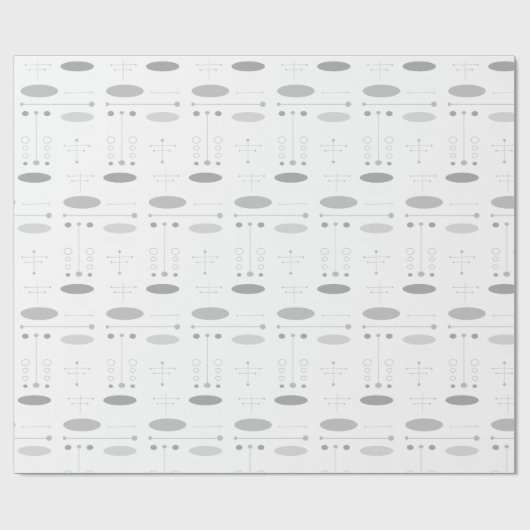 Grijs en Wit MCM Mid+Century Abstract Modern Cadeaupapier (Vlak)