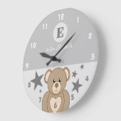 Grijs en wit met een schattige tedersterren baby n grote klok (Hoek)