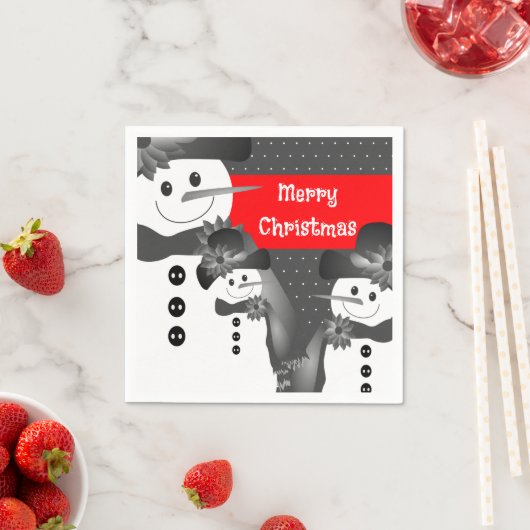 Grijs en wit met rode sneeuwstaart servet (Insitu)