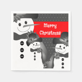 Grijs en wit met rode sneeuwstaart servet