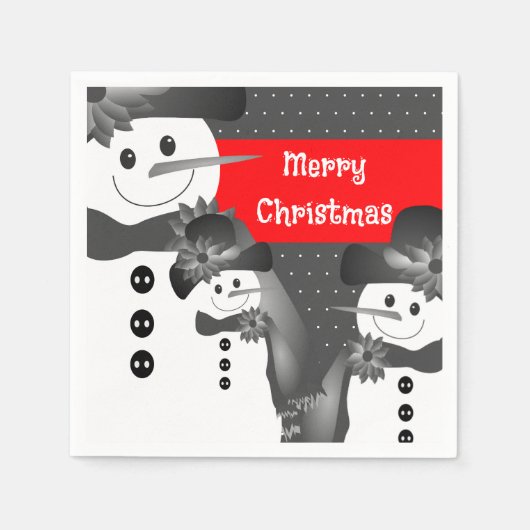 Grijs en wit met rode sneeuwstaart servet (Voorkant)