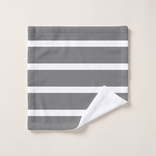 Grijs en Wit Minimal Stripes Home Kantoor Bad Handdoek (Wasdoekje)