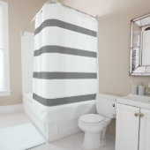 Grijs en Wit Minimal Stripes Home Kantoor Douchegordijn (In situ)