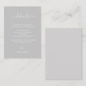 Grijs en Wit Minimalistisch Bruiloft Hotel Detail Informatiekaartje (Voorkant / Achterkant)