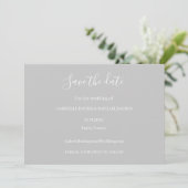 Grijs en wit minimalistisch Save The Date-huwelijk Kaart (Staand voorkant)
