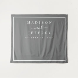 Grijs en wit minimalistisch trouwdecor achtergrond wandkleed