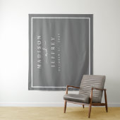 Grijs en wit minimalistisch trouwdecor wandkleed (In situ)