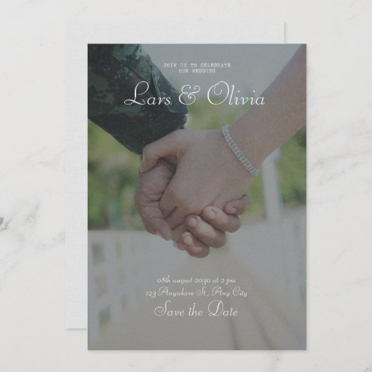 Grijs en Wit Minimalistische Papier textuur Weddin Kaart (Voorkant / Achterkant)