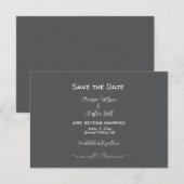 Grijs en Wit Minimalistische Trouw Save The Date (Voorkant / Achterkant)
