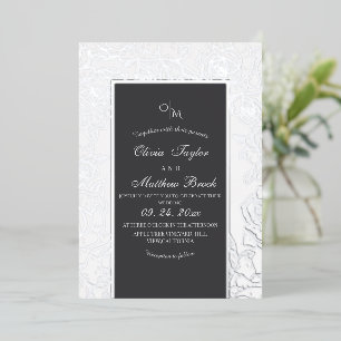 Grijs en wit Modern Flower Folie Wedding Uitnodiging