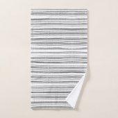 Grijs en wit modern minimalistisch gestreept handd bad handdoek (Handdoek)